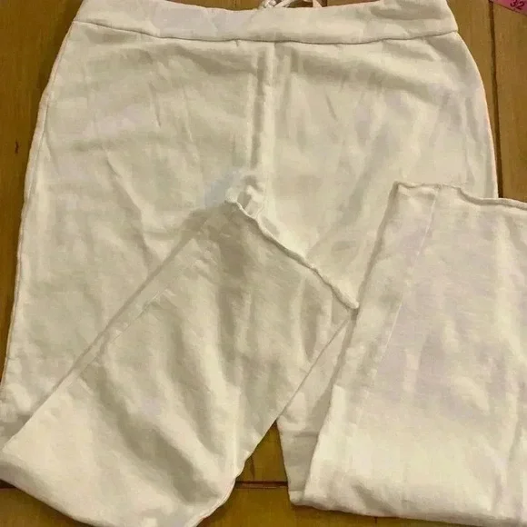 Tory Burch Women’s French Terry Cotton Sweat Pants Draw String white Small NWOT